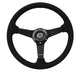 NRG Sport Steering Wheel (350mm/ 1.5in. Deep) Matte Black Spoke/ Black Alcantara w/ Black Stitching - My Store