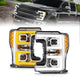 ANZO 17-19 Ford F-250/350/450 SD (w/o Factory LED HL) LED Proj Headlights w/Light Bar Switchback Chr - Mammoth Racing -