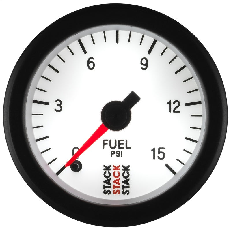 Autometer Stack 52mm 0-15 PSI 1/8in Nptf Male Pro Stepper Motor Fuel Pressure Gauge - White - My Store
