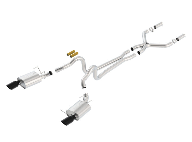 Borla 13-14 Mustang GT/Boss 302 5.0L V8 RWD Single Split Rear Exit ATAK Black Chrome CB Exhaust - My Store