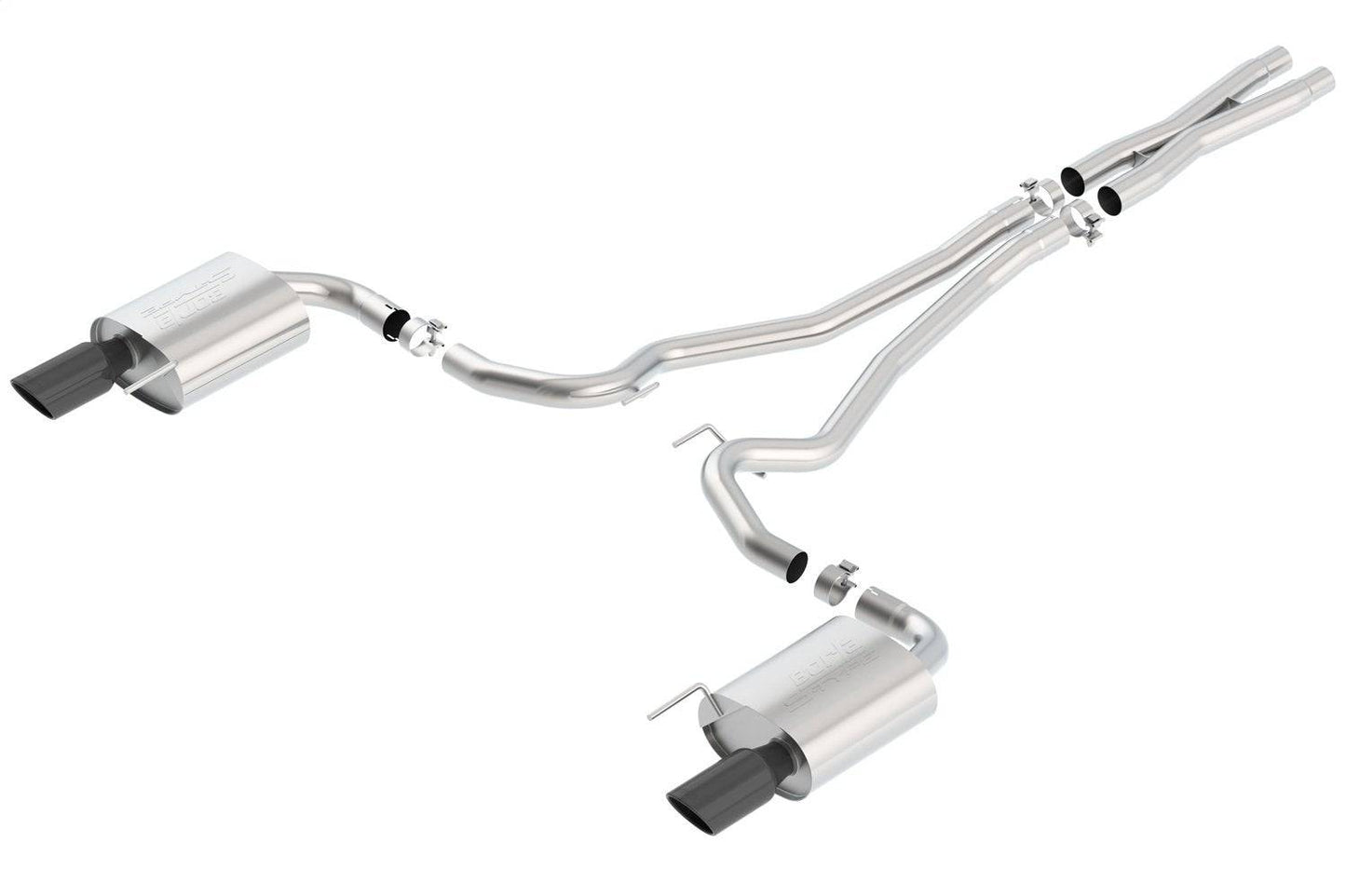 Borla S-Type Rear Section 15-17 Ford Mustang GT 5.0L V8 MT/AT 2.5in pipe 4in tip (Black Chrome) - Mammoth Racing -