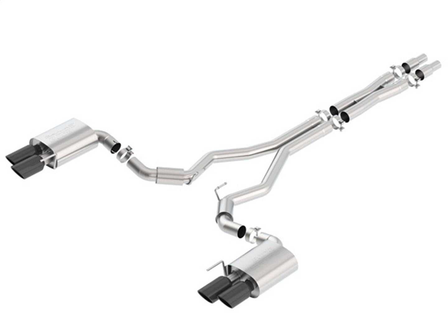 Borla 2018 Ford Mustang GT (A/T / M/T) 3in S-Type Catback Exhaust w/o Valves w/ Black Chrome Tips - Mammoth Racing -
