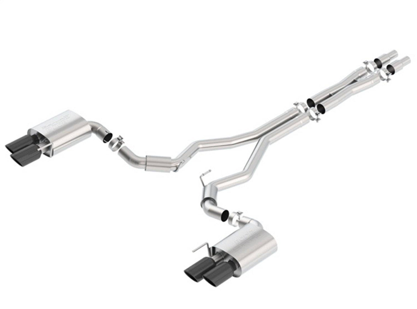 Borla 2018 Ford Mustang GT (A/T / M/T) 3in S-Type Catback Exhaust w/o Valves w/ Black Chrome Tips - Mammoth Racing -