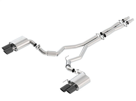 Borla 2018 Ford Mustang GT (A/T / M/T) 3in S-Type Catback Exhaust w/o Valves w/ Black Chrome Tips - Mammoth Racing -