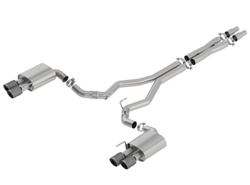 Borla 18-19 Ford Mustang GT 5.0L Coupe w/o Valves ATAK 3in Cat-Back Exhaust-Blk Carbon Fiber Tips - Mammoth Racing -