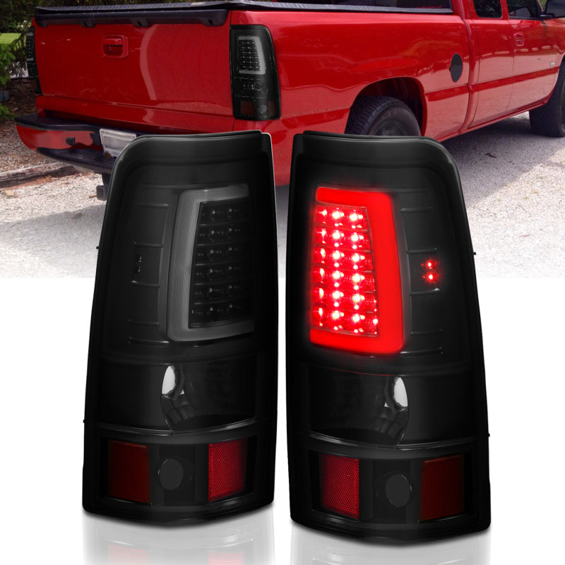 ANZO 2003-2006 Chevy Silverado 1500 LED Taillights Plank Style Black w/Smoke Lens - Mammoth Racing -