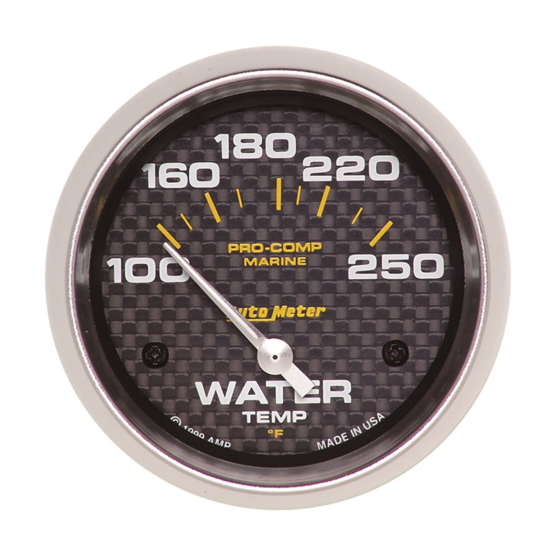 Autometer Marine Carbon Fiber 2-5/8in Electric Water Temperature Gauge 100-250 Deg F - My Store