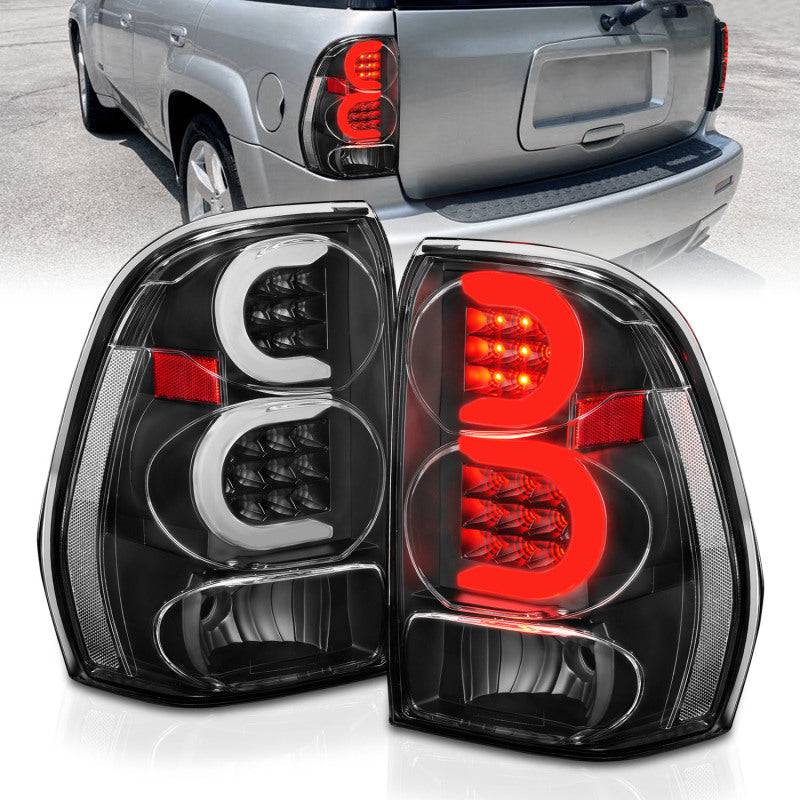ANZO 2002-2009 Chevrolet Trailblazer LED Tail Lights w/ Light Bar Black Housing Clear Lens - My Store