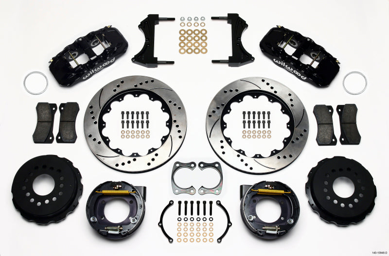 Wilwood Aero4 Rear P-Brake Kit 14.00in Drilled Big Ford New Style 2.50in Offset - Mammoth Racing -
