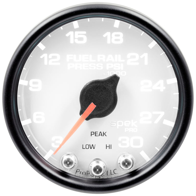 Autometer Spek-Pro Gauge Rail Press 2 1/16in 30Kpsi Stepper Motor W/Peak & Warn Wht/Blk - My Store