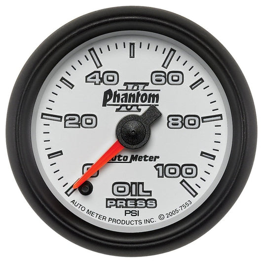 Autometer Phantom II 52mm Full Sweep Electronic 0-100 PSI Oil Pressure Gauge - My Store