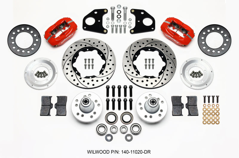 Wilwood Forged Dynalite Front Kit 11.00in Drilled Red 62-72 CDP B & E Body-Drum - Mammoth Racing -