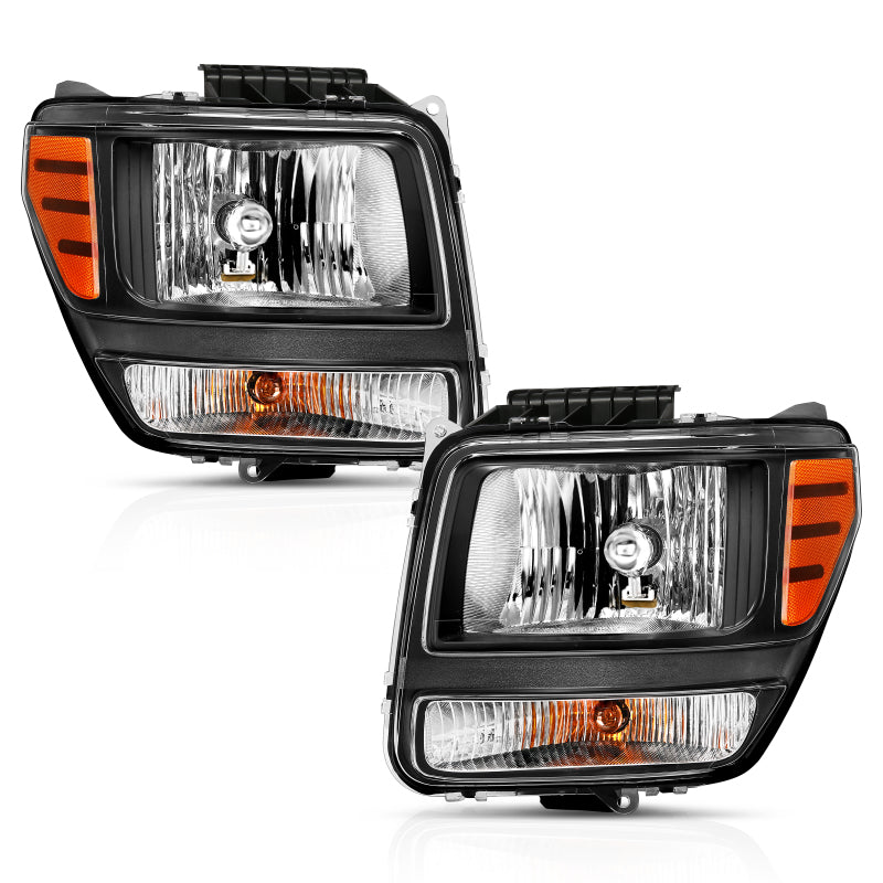 ANZO 2007-2012 Dodge Nitro Crystal Headlight Black Amber - Mammoth Racing -