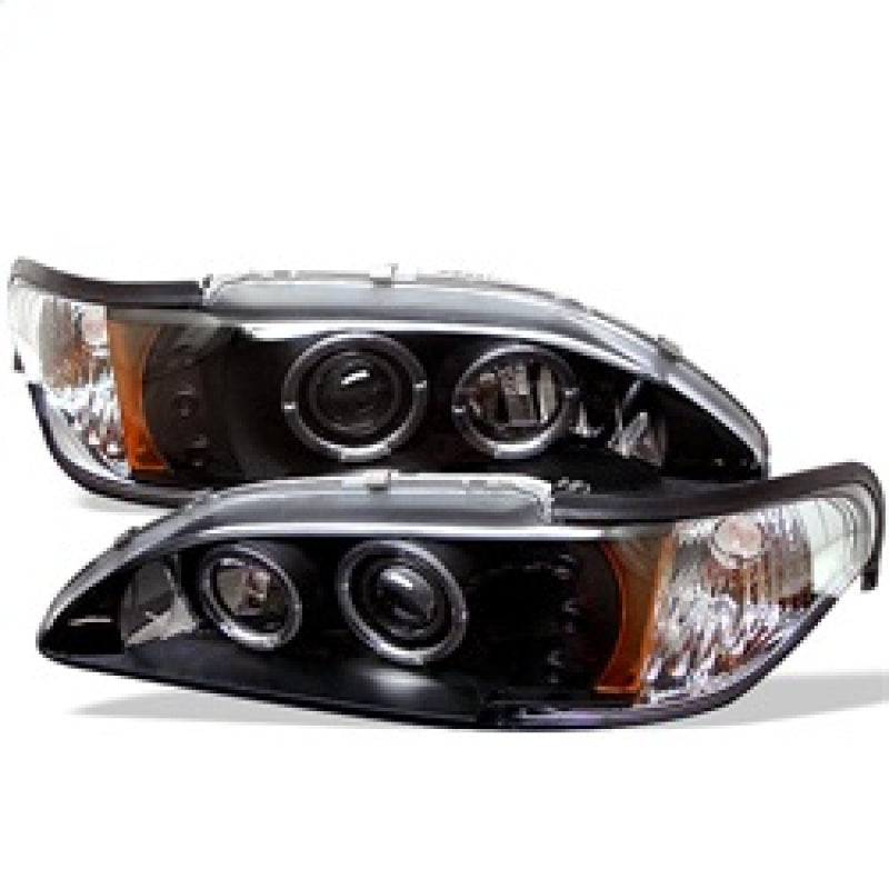 Spyder Ford Mustang 94-98 1PC Projector LED Halo Amber Reflctr LED Blk Low H3 PRO-YD-FM94-1PC-AM-BK - Mammoth Racing -