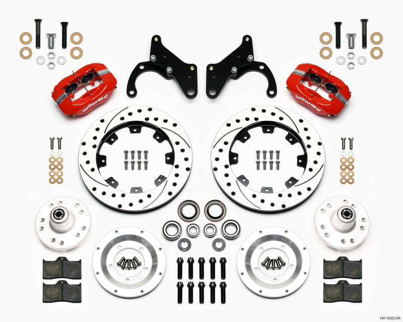 Wilwood Forged Dynalite Front Kit 12.19in Drilled Red 65-68 Chevy Impala -Drum Spindle - Mammoth Racing -