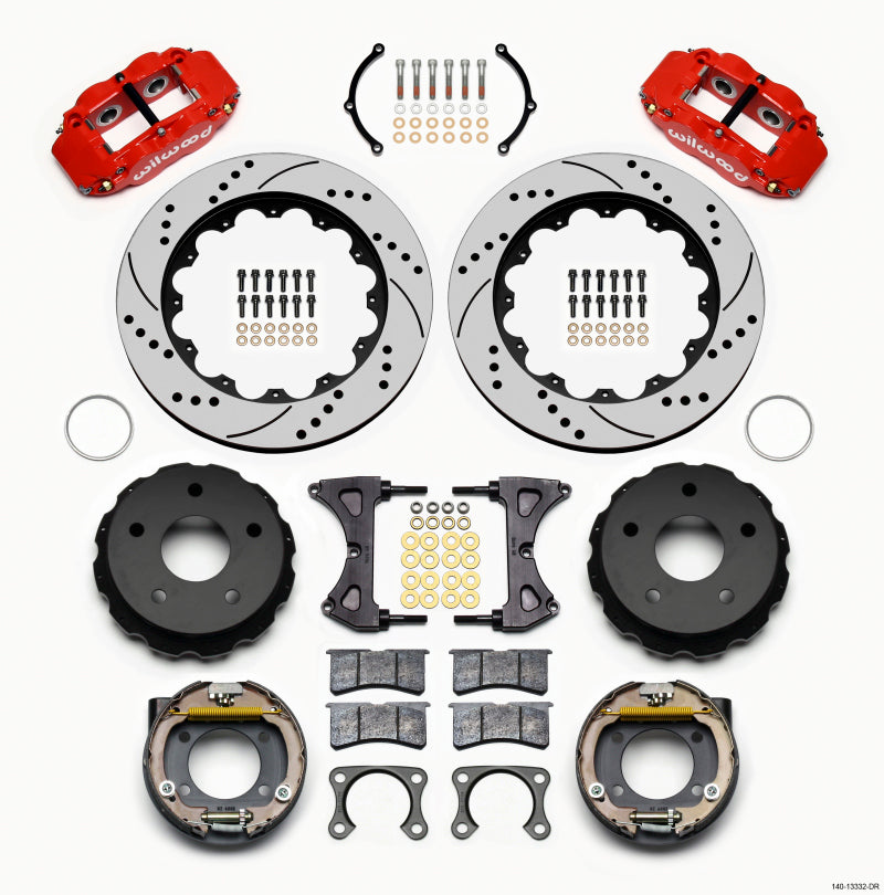 Wilwood Narrow Superlite 4R Rear P-Brk Kit 14.00in Drill Red Small Ford 2.36in Off Bronco 5 x 5.50 - My Store