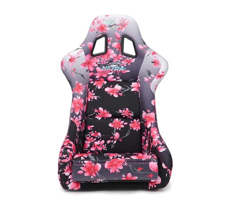 NRG FRP Bucket Seat PRISMA Japanese Cherry Blossom Edition W/ Pink Pearlized Back - Large - My Store