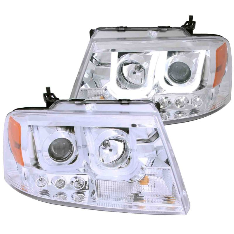 ANZO 2004-2008 Ford F-150 Projector Headlights w/ U-Bar Chrome - Mammoth Racing -