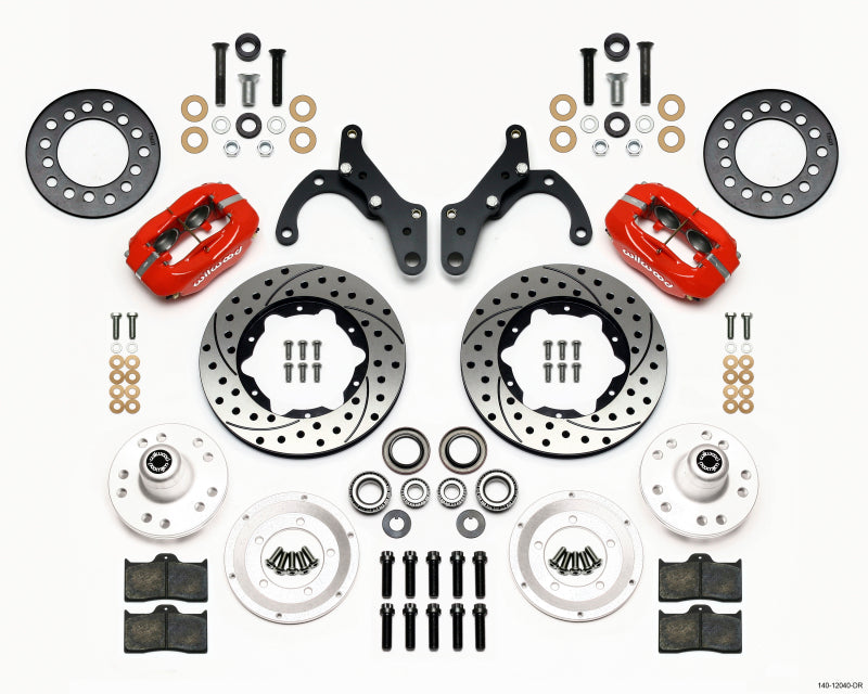 Wilwood Forged Dynalite Front Kit 11.00in Drill-Red 69-70 Impala Drum/Disc 69-82 Vette - Mammoth Racing -