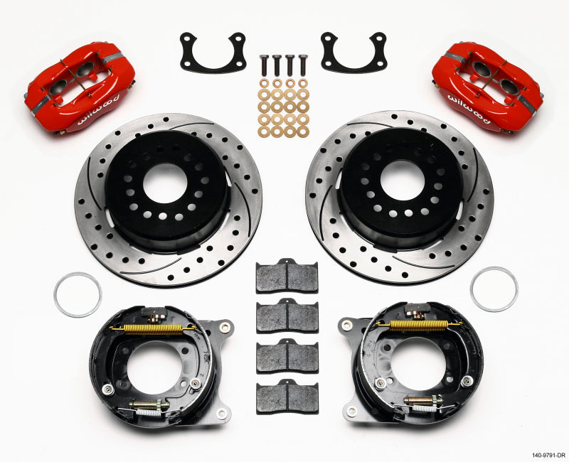 Wilwood Forged Dynalite P/S Park Brake Kit Drill Red New Big Ford 2.50in Offset Front Caliper Mount - My Store