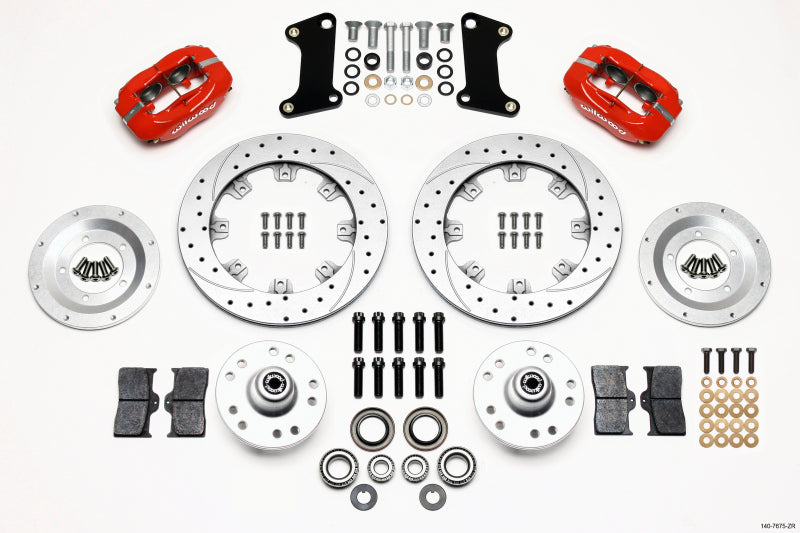 Wilwood Forged Dynalite Front Kit 12.19in Drill-Zinc Red 67-69 Camaro 64-72 Nova Chevelle - My Store