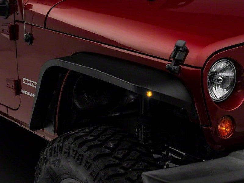Officially Licensed Jeep 07-18 Jeep Wrangler JK Slim Fender Flares w/ Jeep Logo- Front - Mammoth Racing -