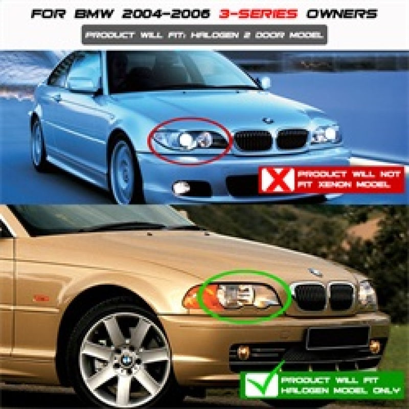 Spyder BMW E46 3-Series 04-06 2 DR Projector Halogen Model- LED Halo Smke PRO-YD-BMWE4604-2DR-HL-SM - Mammoth Racing -