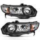 ANZO 2006-2009 Honda Civic 2 Door Crystal Headlight Black Amber (OE Replacement) - Mammoth Racing -