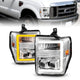 ANZO 08-10 Ford F-250 - F-550 Super Duty Projector Headlights w/ Light Bar Switchback Chrome Housing - Mammoth Racing -