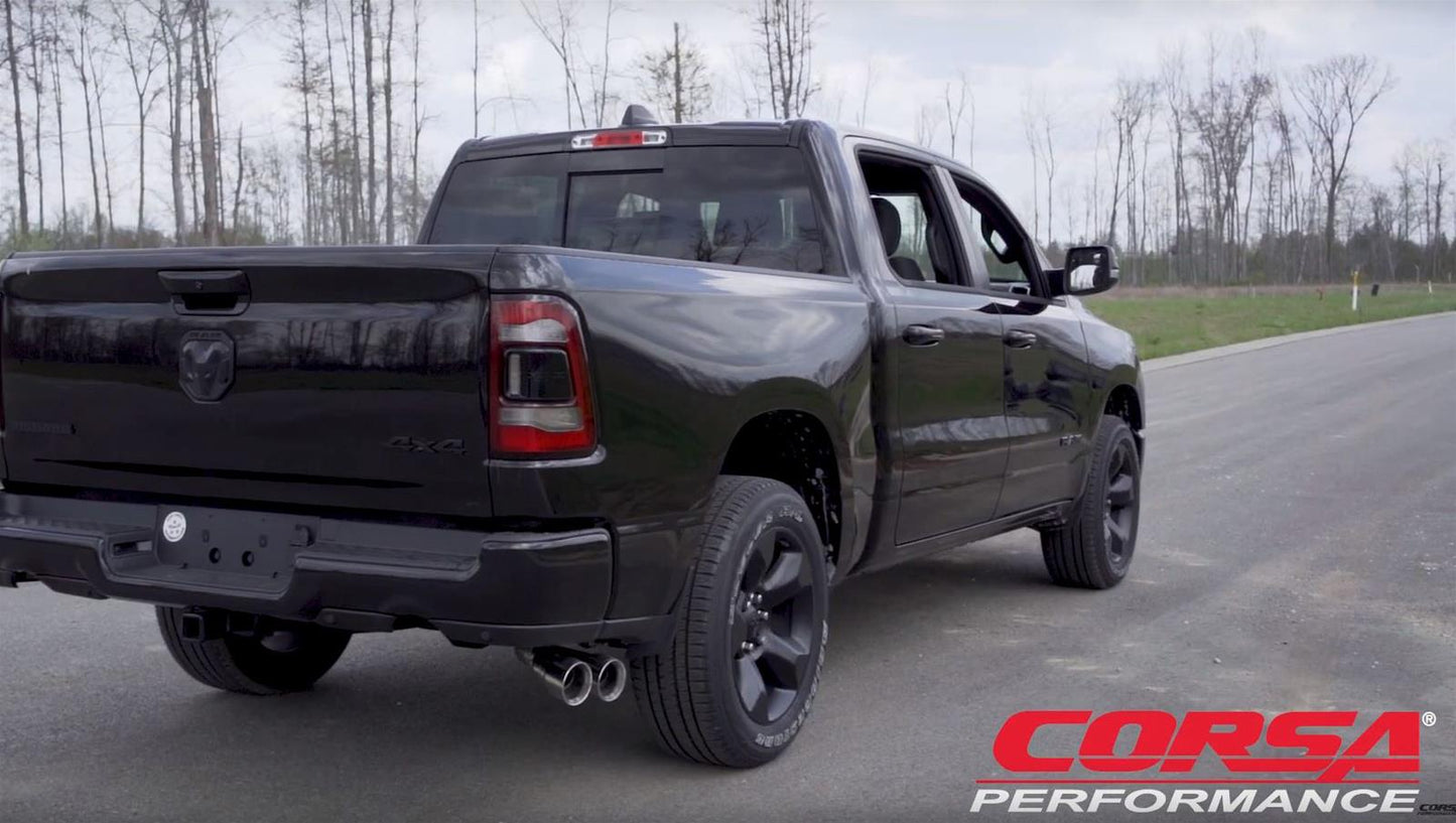 Corsa 2019 Ram 1500 5.7L Crew Cab w/57in or 76in Bed Cat-Back Single Side Exit 4in Polished Dual Tip - Mammoth Racing -