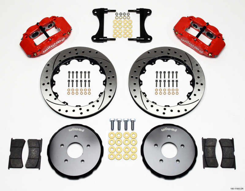 Wilwood Narrow Superlite 6R Front Hat Kit 13.06in Drill Red Nissan 370Z/Fiti G37 - Mammoth Racing -