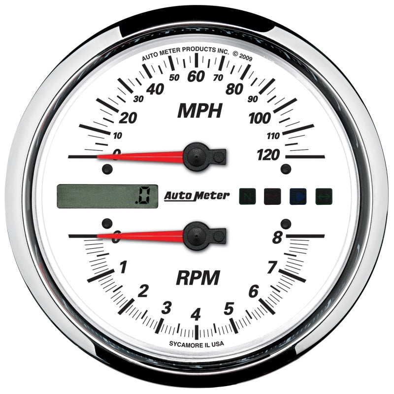 Autometer Pro-Cycle Gauge Tach/Speedo 4 1/2in 8K Rpm/120 Mph White - My Store