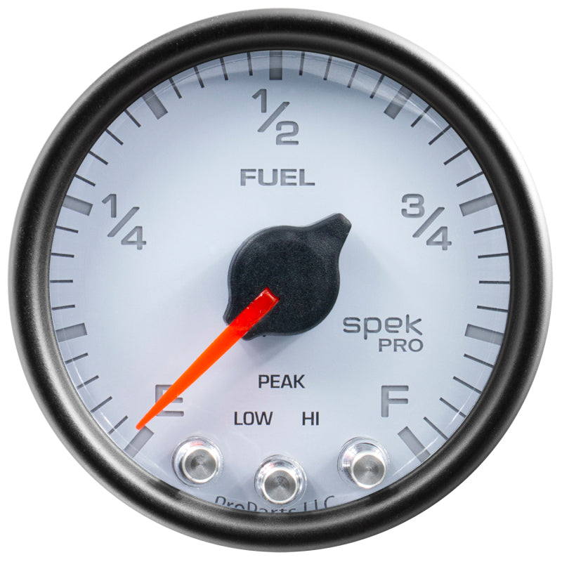Autometer Spek-Pro Gauge Fuel Level 2 1/16in 0-270 Programmable Wht/Blk - My Store