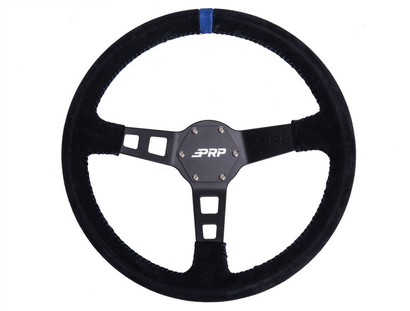 PRP Deep Dish Suede Steering Wheel- Blue - Mammoth Racing -