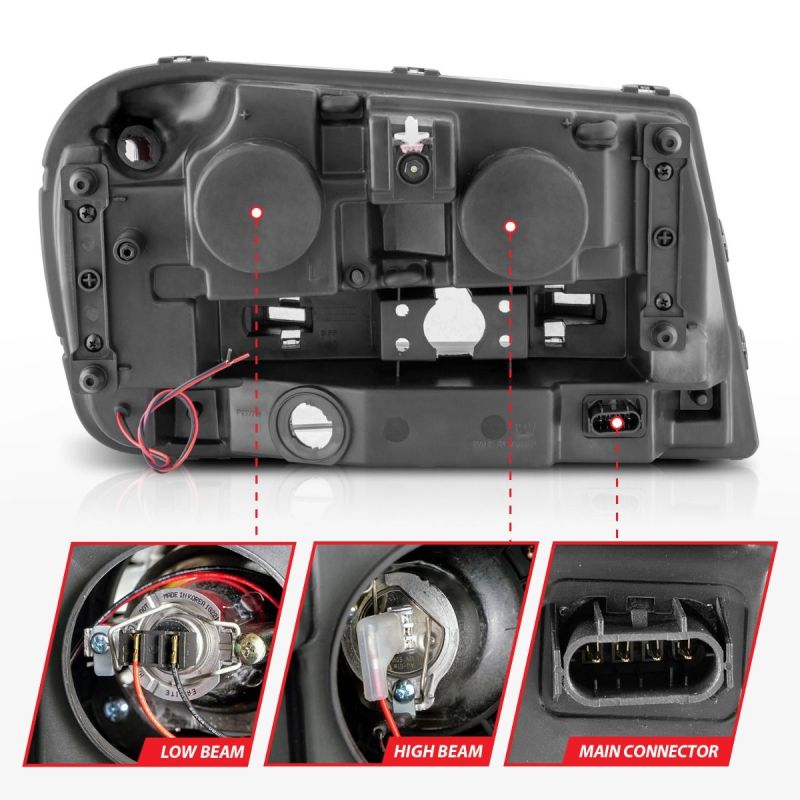 ANZO 02-09 Chevrolet Trailblazer Projector Headlights w/ Halo Chrome Housing (Non-LT Models) - Mammoth Racing -