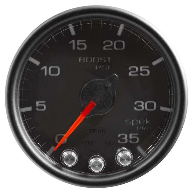 Autometer Spek-Pro Gauge Boost 2 1/16in 35psi Stepper Motor W/Peak & Warn Black/Black - My Store