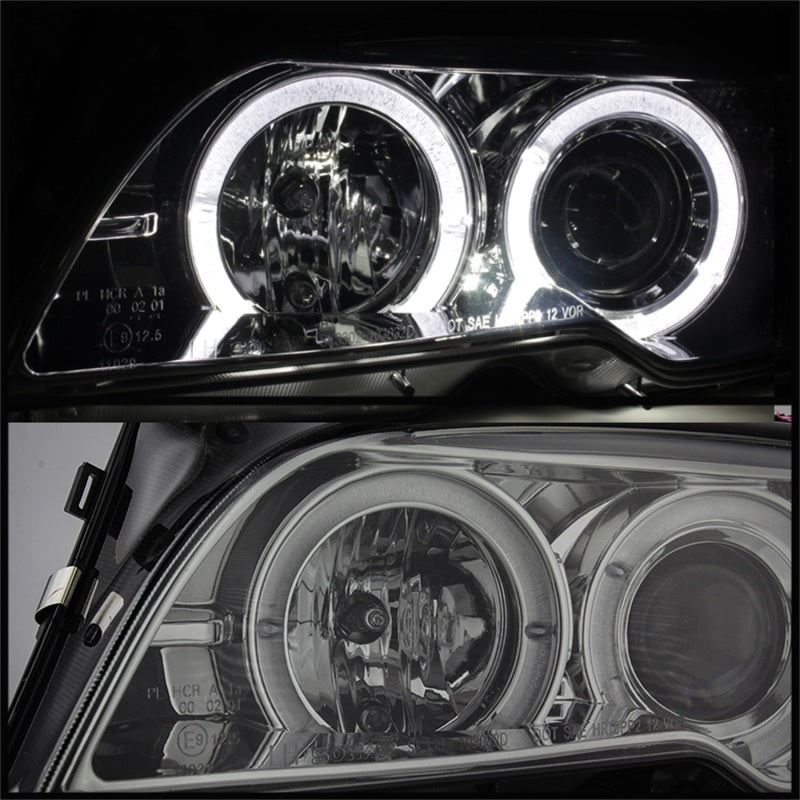 Spyder BMW E46 3-Series 04-06 2 DR Projector Halogen Model- LED Halo Smke PRO-YD-BMWE4604-2DR-HL-SM - Mammoth Racing -