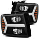 AlphaRex 07-13 Chevy 1500HD PRO-Series Proj Headlight Plank Style Matte Blk w/Activ Light/Seq Signal - My Store