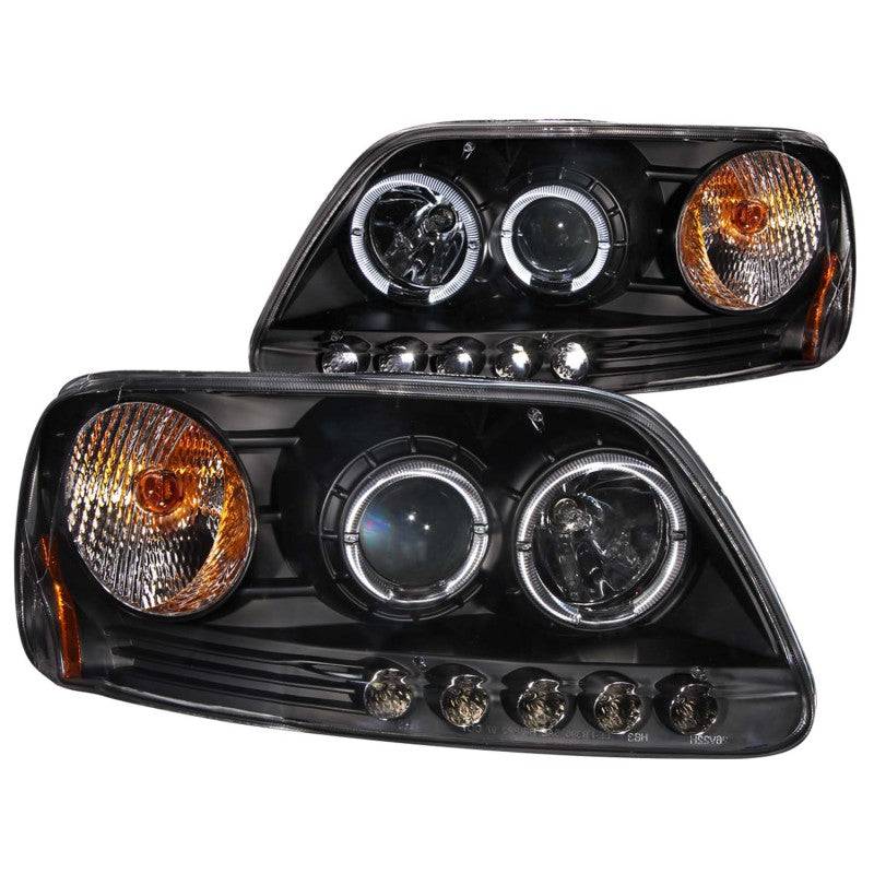ANZO 1997.5-2003 Ford F-150 Projector Headlights w/ Halo and LED Black 1pc - My Store