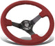 NRG Reinforced Steering Wheel (350mm/ 3in. Deep) Black Spoke/ Burgundy Alcantara w/ Black Stitch - My Store