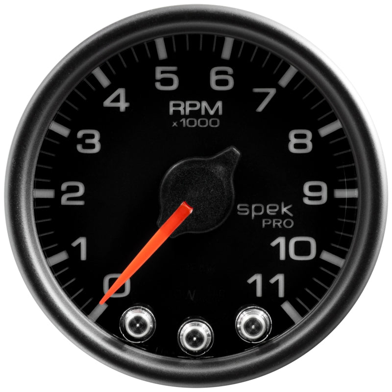 Autometer Spek-Pro Gauge Tach 2 1/16in 11K Rpm W/ Shift Light & Peak Mem Blk/Blk - My Store