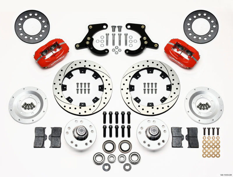 Wilwood Forged Dynalite Front Kit 11.75in Drilled Red 55-57 Chevy - Mammoth Racing -