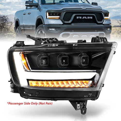 ANZO 19-20 Dodge Ram 1500 Tradesman LED Projector Headlights Plank Style w/Sequential Black (Pass.) - Mammoth Racing -