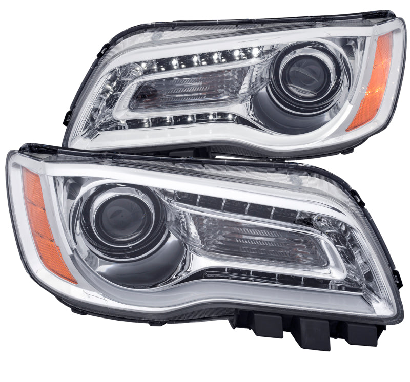 ANZO 2011-2014 Chrysler 300 Projector Headlights w/ Plank Style Design Chrome - Mammoth Racing -
