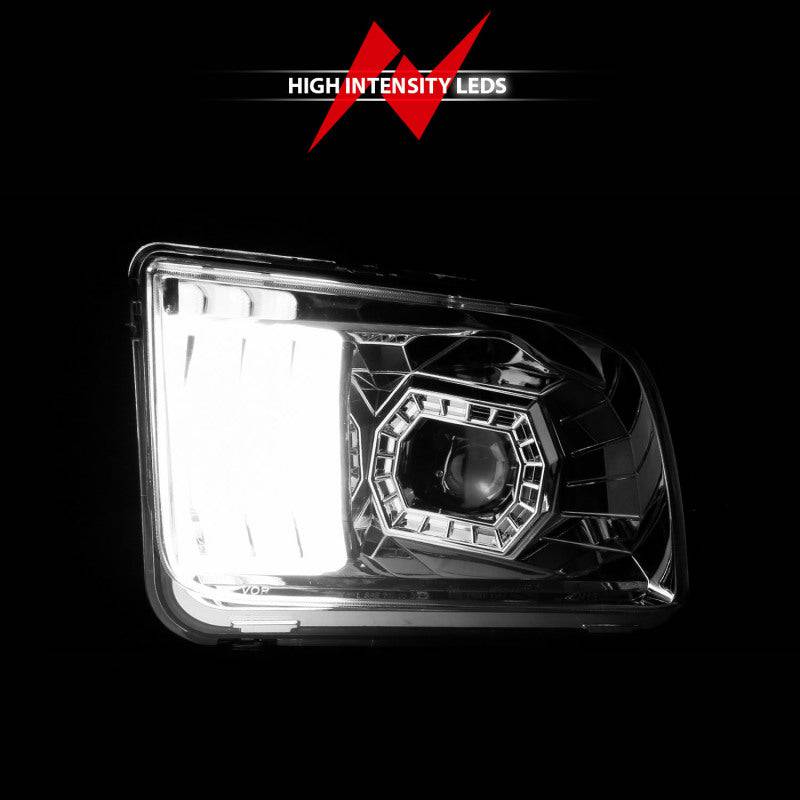 ANZO 05-09 Ford Mustang (w/Factory Halogen HL Only) Projector Headlights w/Light Bar Chrome Housing - Mammoth Racing -