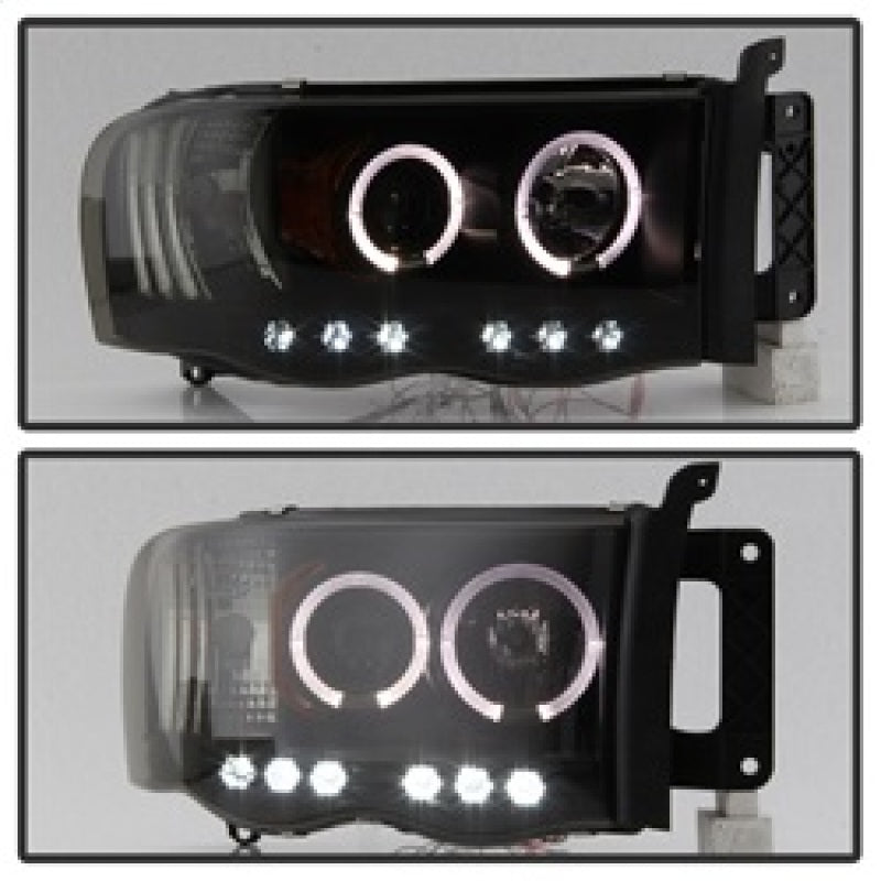 Spyder Dodge Ram 1500 02-05 03-05 Projector Headlights LED Halo LED Blk Smke PRO-YD-DR02-HL-BSM - Mammoth Racing -