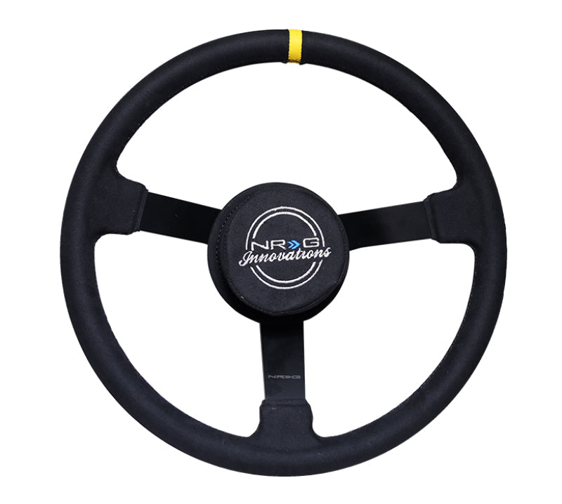 NRG Reinforced Steering Wheel (380mm) Nascar/ Alcantara 3 Spoke w/ NRG Logo/ Removable Crushed Pad - My Store