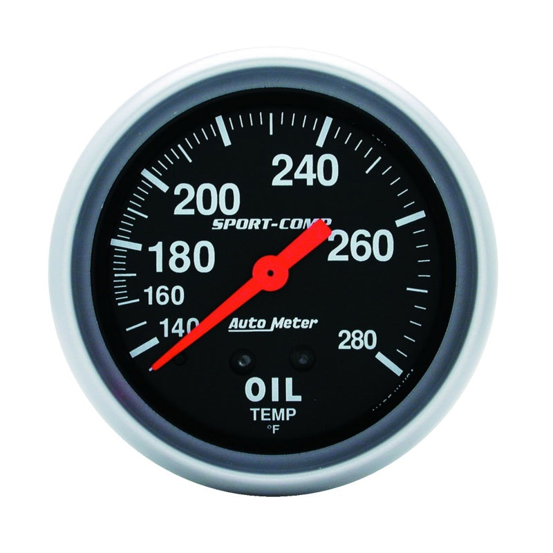 Autometer 2-5/8in 140-280 Degree F Mechanical 12ft Oil Temp Sport-Comp Gauge - My Store