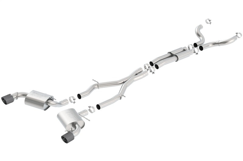 Borla 16-17 Chevy Camaro 6.2L 4.5in Carbon Fiber Tips Single Split Exit S-Type Catback Exhaust - My Store