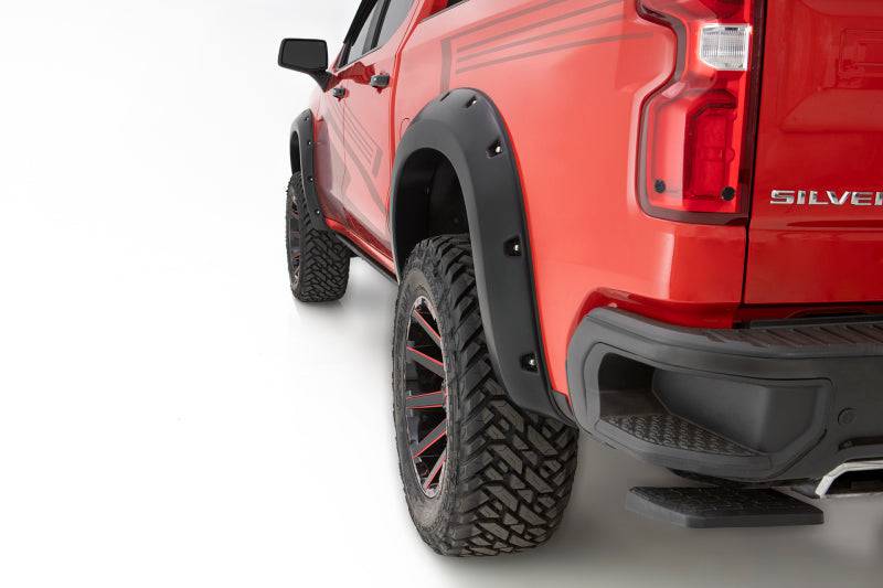Bushwacker 19-21 Chevrolet Silverado 1500 Pocket Style Flares 4pc - Black - Mammoth Racing -